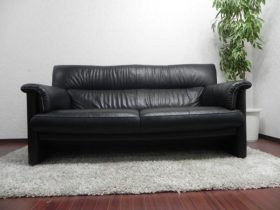 カリモク　チターノ　ブラック 高級本革　2Pソファ